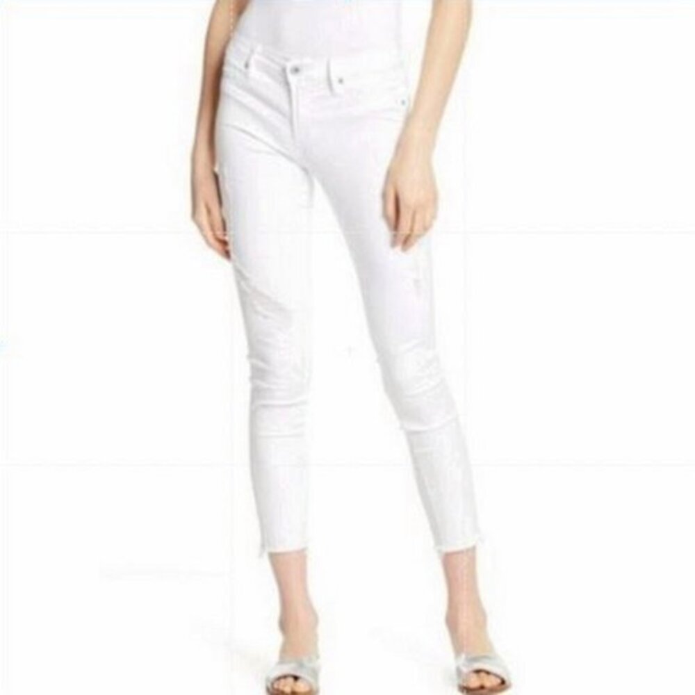 Articles of Society Size 29 Womens Carly Cut Distressed Crop Denim Jeans White